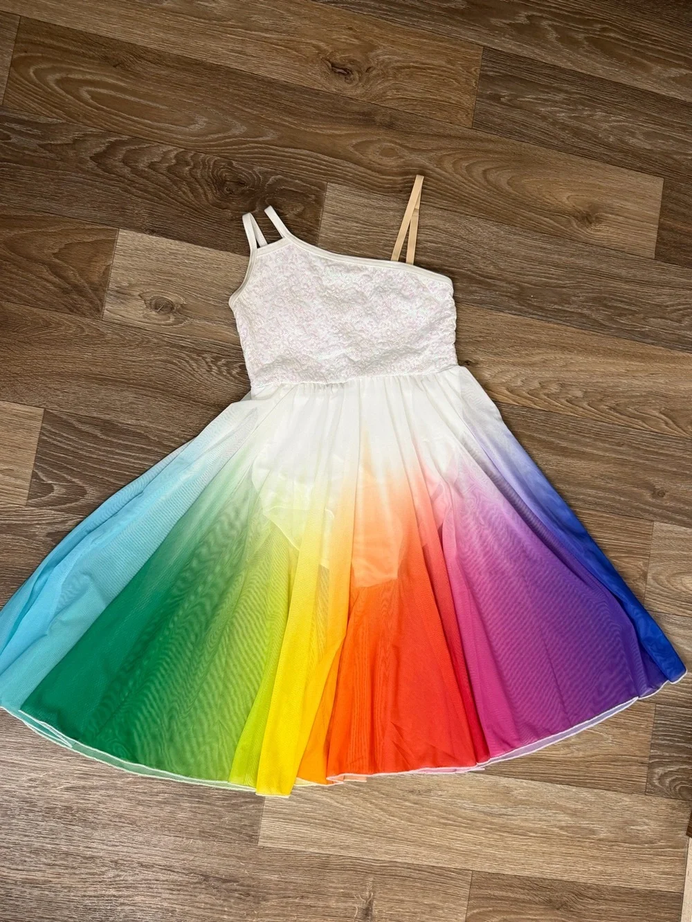 Wish White Bodice Rainbow Ombre Dance Dress